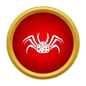 White crab icon on red circle with gold accent Stock Illustration
