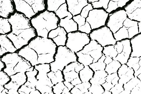 White Cracked Dry Earth Texture with Dark Fissures Abstract Background Stock Illustration