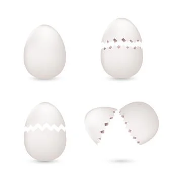 White cracked eggs set Stock Illustration