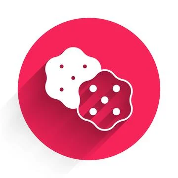 White Cracker biscuit icon isolated with long shadow background. Sweet cook.. Stock Illustration