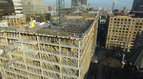 White crane on top of a building Stock Footage 64130678