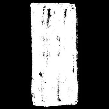 White crayon geometric shape on black background, scribble vertical rectangle Ilustración de archivo