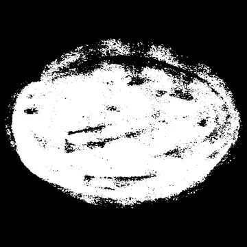 White crayon sketch oval shape on black background, scribble horizontal round Illustrazione stock
