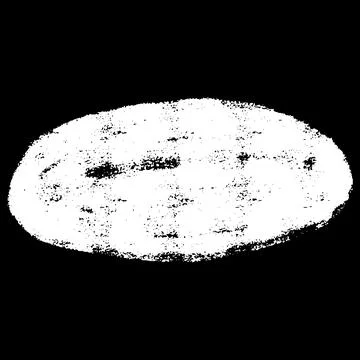 White crayon sketch oval shape on black background, scribble horizontal round Stock Illustration