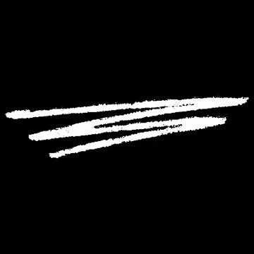 White crayon straight lines doodle painting black background, vector underlined Stock Illustration