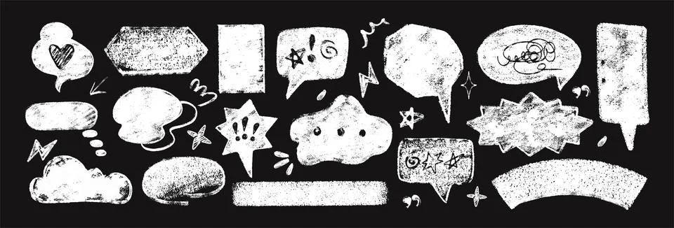 White crayon text box, chalk speech bubble frames on blackboard Stock Illustration