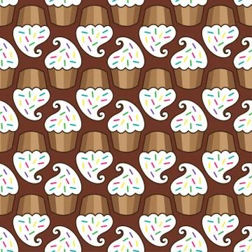 White cream choco cake seamless pattern Stock Illustration