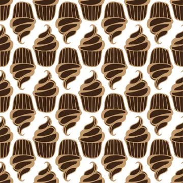 White cream choco cake seamless pattern Stock Illustration