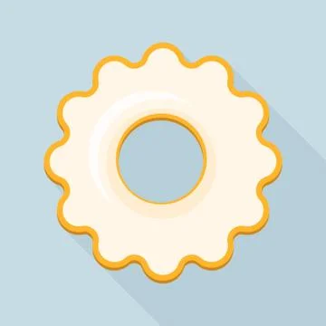 White cream cookie icon, flat style Stock Illustration