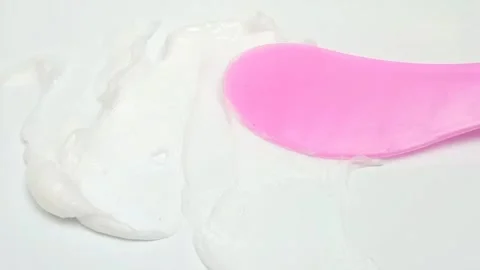 White cream texture face wash, shampoo, cleanser, cosmetic or skincare product  Stock Footage 314215634
