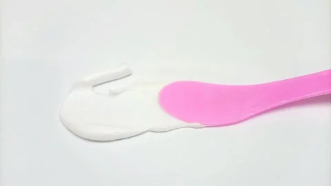 White cream texture face wash, shampoo, cleanser, cosmetic or skincare product  Video stock 314215775