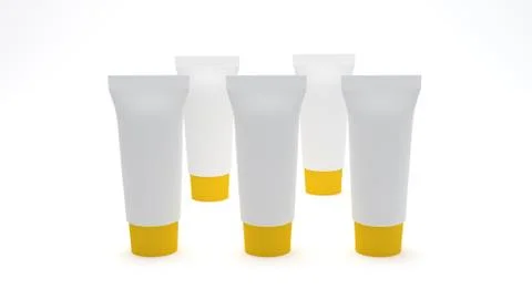 White cream tubes mock-up. 3D Illustration. Isolated on white . Stock Illustration