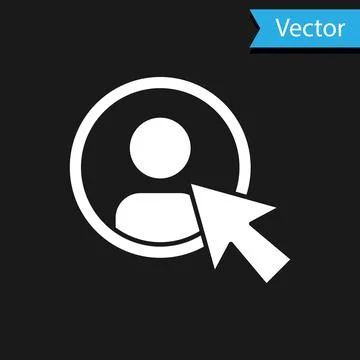 White Create account screen icon isolated on black background.  Vector 스톡 일러스트