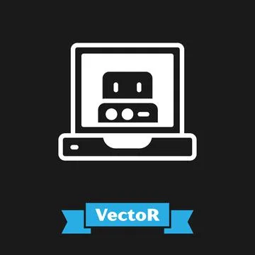 White Creating robot icon isolated on black background. Artificial intelligence Stock Illustration