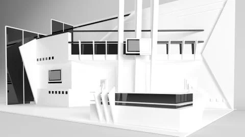 White creative exhibition stand design. Booth template. Corporate identity 3d Stock Illustration