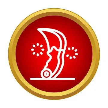 White crescent shape knife icon on red circle Stock Illustration