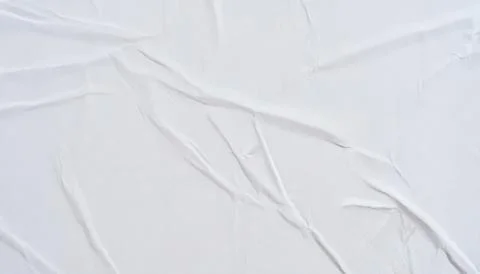 White Crinkled Paper Texture Background with Wrinkled Creased Surface Stock Photos