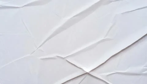 White Crinkled Paper Texture Background with Wrinkled Creased Surface Stock Photos