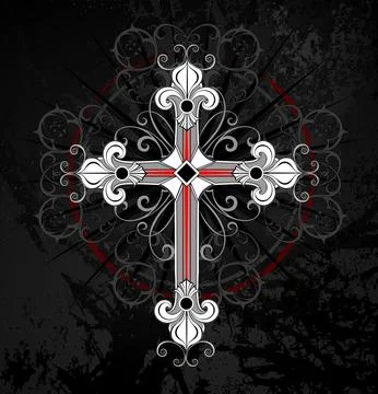 White cross with fleur de lis Stock Illustration