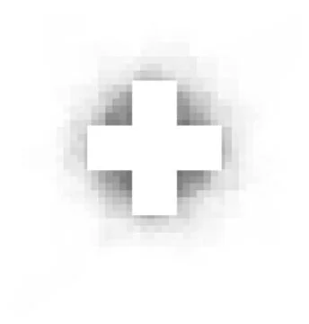 White cross with pixel shadow over white Stock Illustration