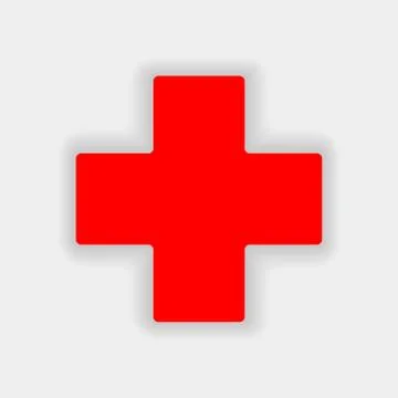 White cross in a red circle. First aid icon. Vector illustration Stock Illustration