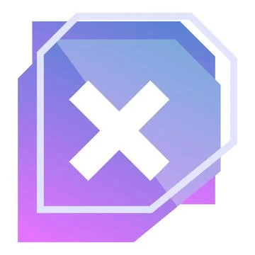 White cross sign on a purple gradient background with octagonal frame Stockillustratie