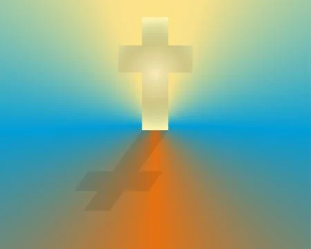 White cross at sunrise Stock Illustration