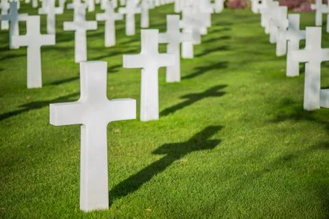 White crosses on graveyard with shadow Stock Photos