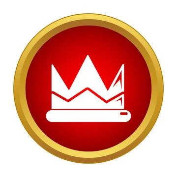 White crown icon on red circle button Stock Illustration
