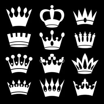 White crowns on black background Illustration