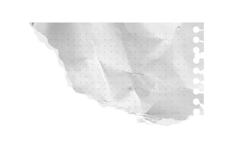 White crumpled torn paper vector with polka dot grid pattern. Newspaper angle Stock Illustration