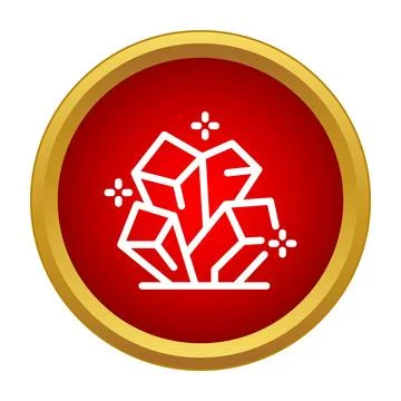 White crystal icon in red circle gold frame Illustrazione stock