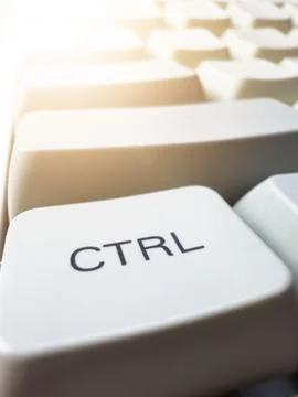 White CTRL button on mechanical white keyboard, business concept, for Stock Photos