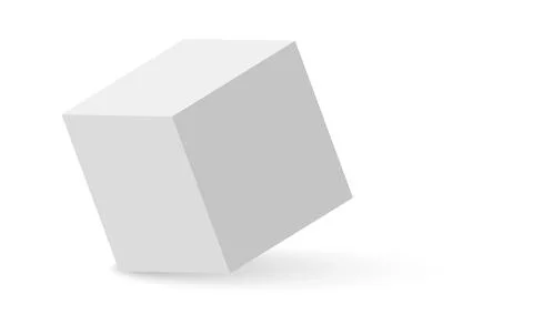 White cube. 3D abstract box with shadow. Geometric paper square empty package Stock Illustration