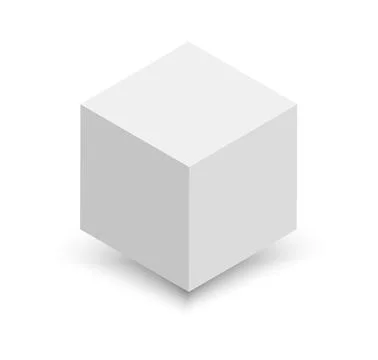 White cube. 3D abstract box with shadow. Geometric paper square empty package Illustrazione stock