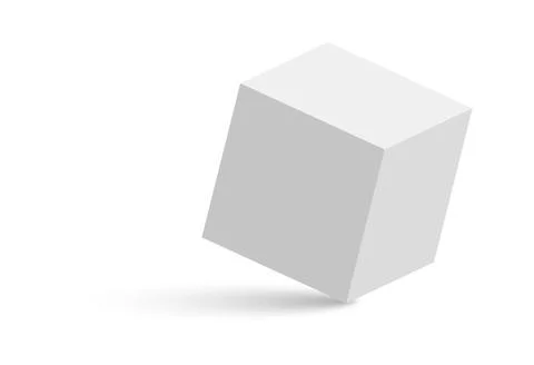 White cube. 3D abstract box with shadow. Geometric paper square empty package Stock Illustration