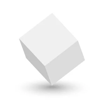White cube. 3D abstract box with shadow. Geometric paper square empty package Stock Illustration
