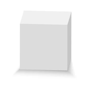 White cube. 3D abstract box with shadow. Geometric paper square empty package Stock Illustration