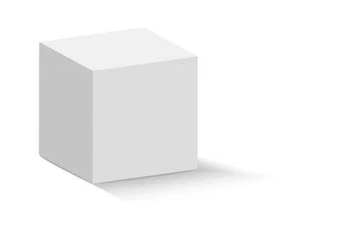 White cube. 3D abstract box with shadow. Geometric paper square empty package 스톡 일러스트