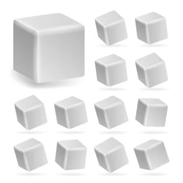 White Cube 3d Set . Perspective Models Of A Cube Isolated On White Stock Illustration