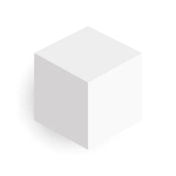 White cube. 3D vector object with dropped shadow Stock Illustration