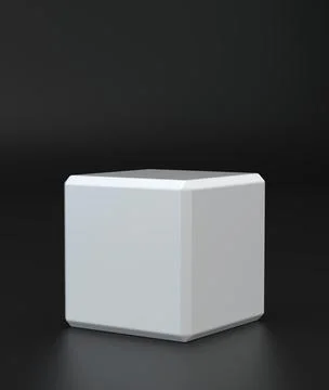 White cube on black background. Studio background Stock Illustration
