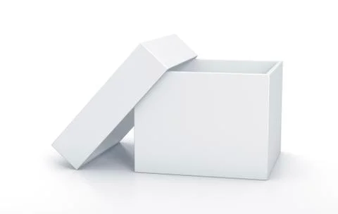 White cube box with top cover. Illustrazione stock