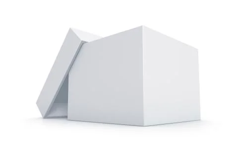 White cube box with top cover. Stock Illustration