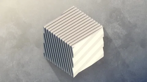 White cube divided into slices. 3d rendering loop animation Stock Footage 239745935