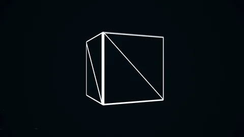 White cube edges rotating on black background. Abstract spinning chaotically Stock Footage 103252618