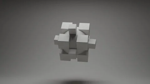 White cube geometric animation in modern abstract architectural space Stock Footage 338250271