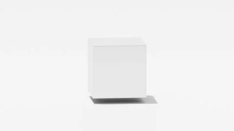 White cube geometric rolling on white background Stock Footage 334910632