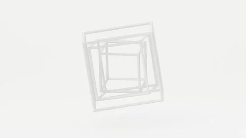 White cube geometric rolling on white background Stock Footage 334910643