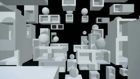 White Cube Geometry Background Vídeos de archivo 219635518